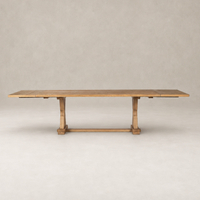 Lucia Extension Dining Table in worn oak, featuring a sleek rectangular top and sturdy base.