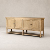 Aged Light Pine Henley Sideboard with four doors and a lower shelf.