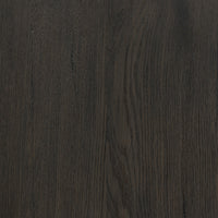 Close-up of the smoked black oak finish of the Zuma Wide Bookshelf.
