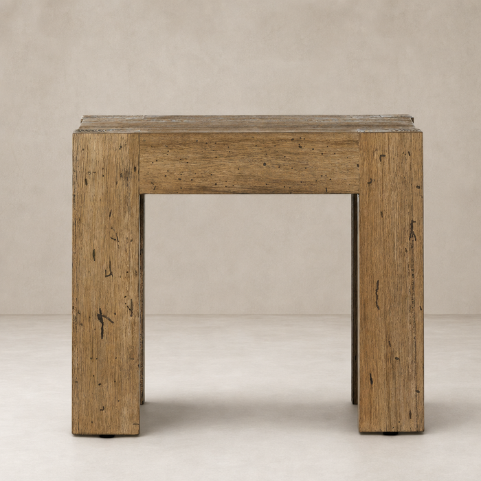 Brisa End Table features a rustic wood finish with strong, chunky legs.
