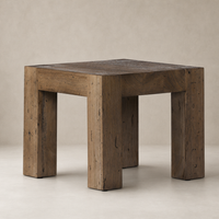 Brisa End Table featuring sturdy wooden legs and a textured rectangular top.