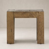 Brisa End Table with textured wood finish and sturdy rectangular shape.