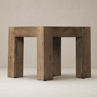 Brisa End Table with a rustic wood finish and sturdy, geometric design.