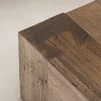 Brisa End Table featuring a detailed wood grain finish and robust corner craftsmanship.