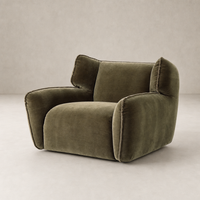 Allora Swivel Chair in Monte Olive featuring plush, rounded design and textured fabric.