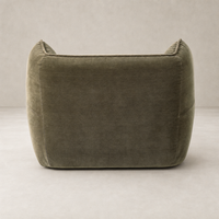 Allora Swivel Chair in Monte Olive features a plush, modern silhouette with soft upholstery.