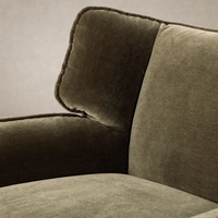 Allora Swivel Chair in Monte Olive featuring soft, plush fabric and ergonomic design.