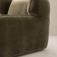 Allora Swivel Chair in Monte Olive featuring soft, textured velvet upholstery.