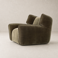Allora Swivel Chair in Monte Olive with plush upholstery and modern, curved design.