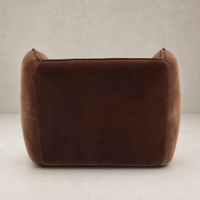 Allora Swivel Chair in Surrey Ochre, featuring plush fabric and rounded design.