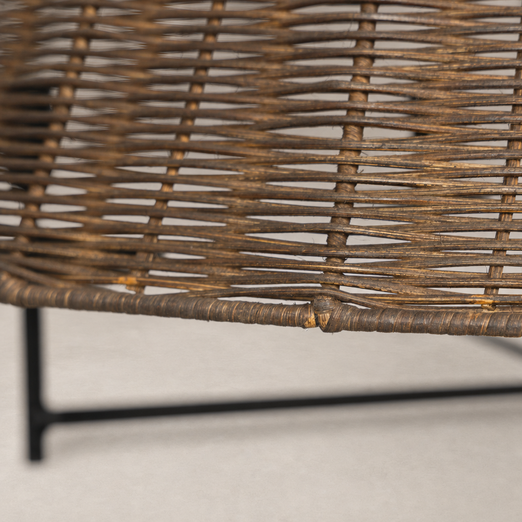 Detailed close-up of the Harrow Chandelier's jet black woven structure and metal frame.