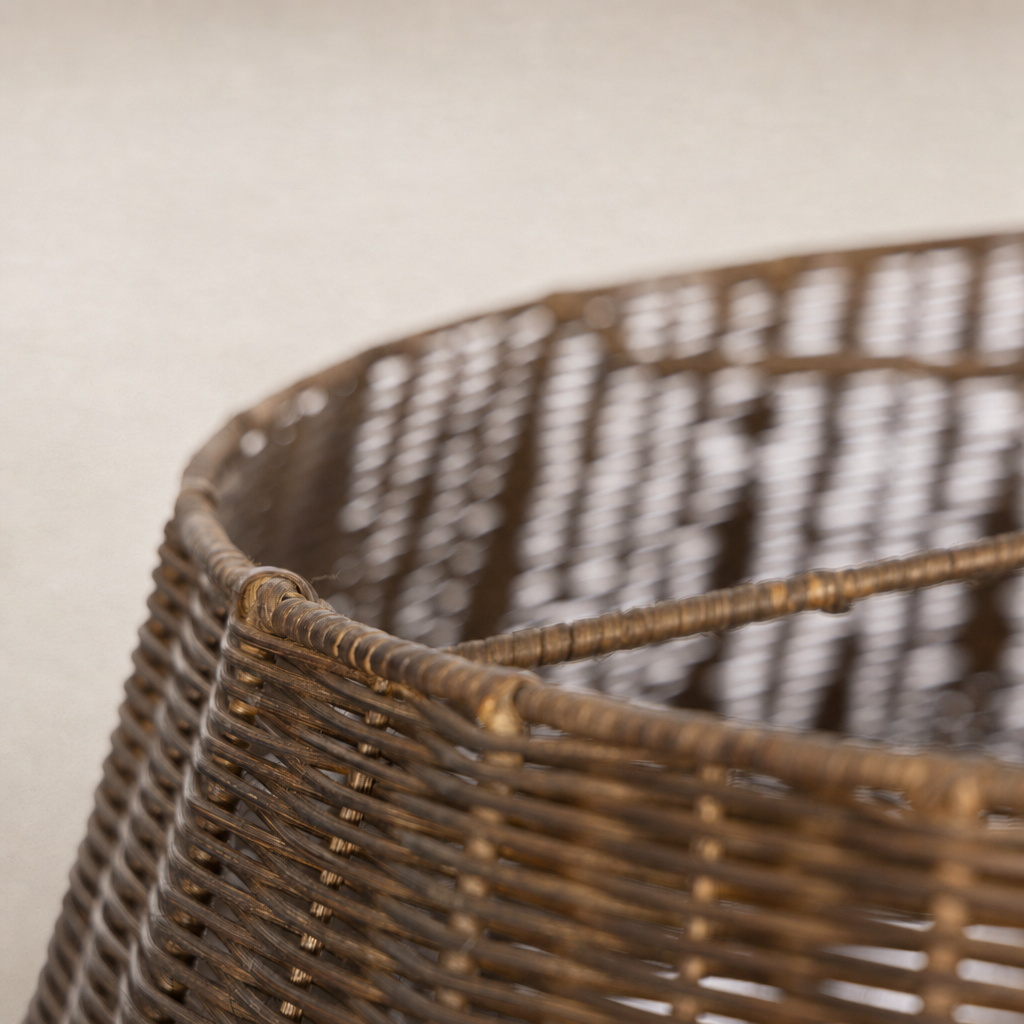 Close-up of Harrow Chandelier’s intricate jet black woven design and finish.