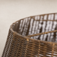 Close-up of Harrow Chandelier’s intricate jet black woven design and finish.