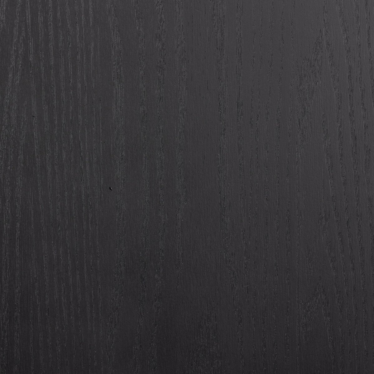 Detail of the Ember Bookcase showcasing its rich black finish and sleek wood grain texture.