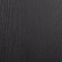 Detail of the Ember Bookcase showcasing its rich black finish and sleek wood grain texture.