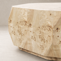Selena Coffee Table in light burl with a unique hexagonal design and textured finish.