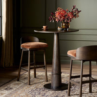 Quito Swivel Bar + Counter Stool in Altair Sienna with plush velvet seat cushion.