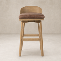 Quito Swivel Bar + Counter Stool in Palermo Cigar with wooden legs and plush seat.