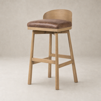 Quito Swivel Bar + Counter Stool in Palermo Cigar with comfortable seating and a wooden design.