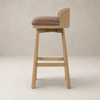Quito Swivel Bar + Counter Stool in Palermo Cigar with sleek wooden legs and plush seat.