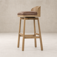 Quito Swivel Bar + Counter Stool in Palermo Cigar with wooden legs and soft padded seat.