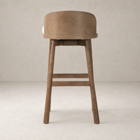 Quito Swivel Bar + Counter Stool in Thames Cream with sleek wooden legs and backrest.