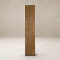 Osaka Bookcase in drifted oak solid with a smooth, minimalist design.