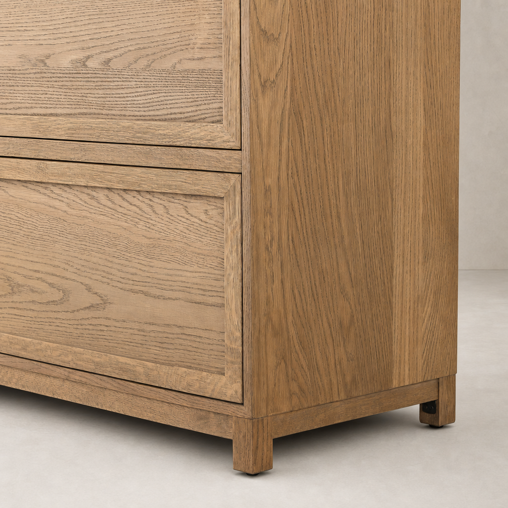 Osaka Bookcase featuring Drifted Oak Solid with a textured finish and sleek design.