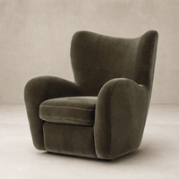 Elodie Chair in Monte Olive featuring a plush, curved design and inviting comfort.