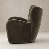 Elodie Chair in Monte Olive featuring a soft, rounded silhouette and plush upholstery.