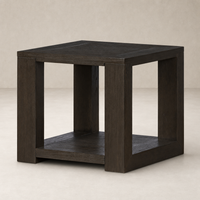 Otis End Table featuring a sleek, square design with a rich dark wood finish.