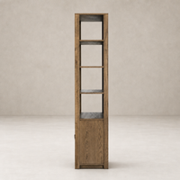 Odessa Bookcase in warm natural oak with five open shelves and a solid wood base.