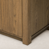Close-up of the Odessa Bookcase featuring warm natural oak finish and clean lines.
