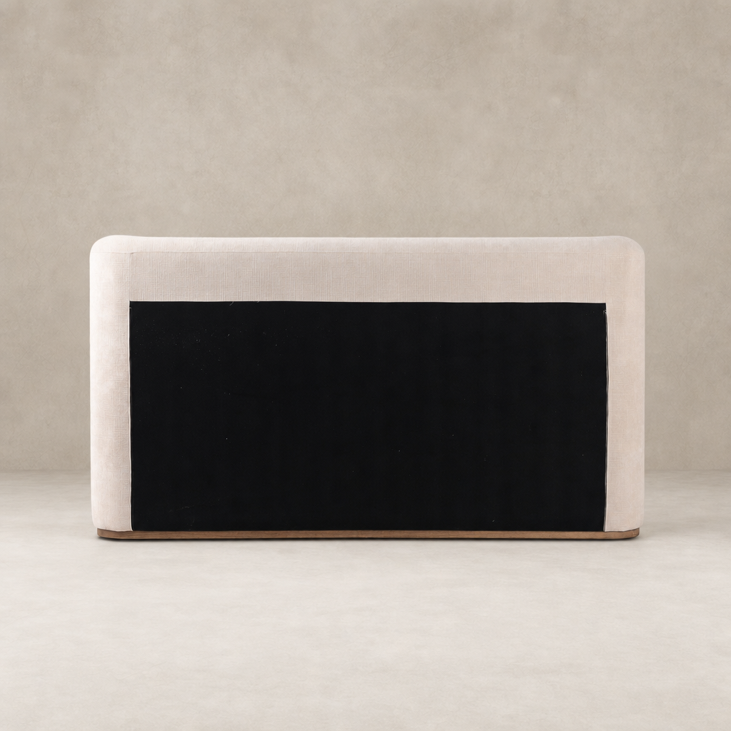 Luxurious Holland Sand bed with a sleek design and contrasting dark base.