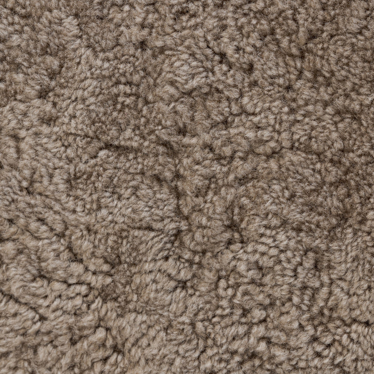 Close-up of the soft, textured taupe shearling used in the Roan Chair.