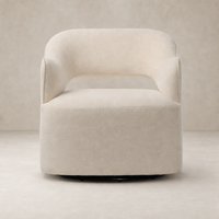 Amira Swivel Chair in Crypton Wayfarer Snow, featuring a rounded back and plush upholstery.