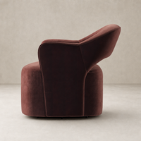 Amira Swivel Chair in Surrey Plum with a modern curved design and soft fabric.