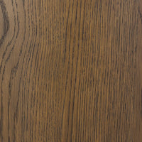 Close-up of the Cypress Bookcase showcasing its rich, textured wood grain and warm finish.