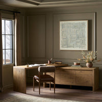 Cedar Rotating Desk in Aged Smoked Oak Resawn, featuring modern design and natural finish.