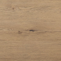 Close-up showing the texture of the Cedar Rotating Desk in aged smoked oak resawn finish.