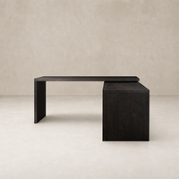 Cedar Rotating Desk in Smoked Black Resawn Oak with a sleek, modern design.