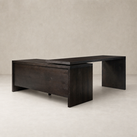 Cedar Rotating Desk in Smoked Black Resawn Oak with a modern, sleek design.