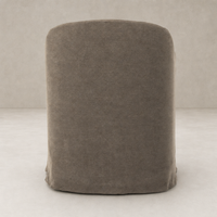 Harbor Dining Chair with Casters in Broadway Coffee featuring a soft, rounded back.