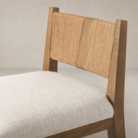 Ava Bar + Counter Stool in Dover Crescent features a textured woven back and soft cushion.