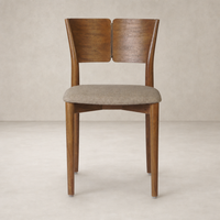 Hayes Dining Chair in Alcala Taupe with curved wooden back and soft upholstered seat.