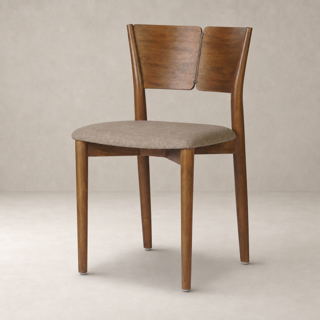 Hayes Dining Chair in Alcala Taupe with a modern wood frame and cushioned seat.