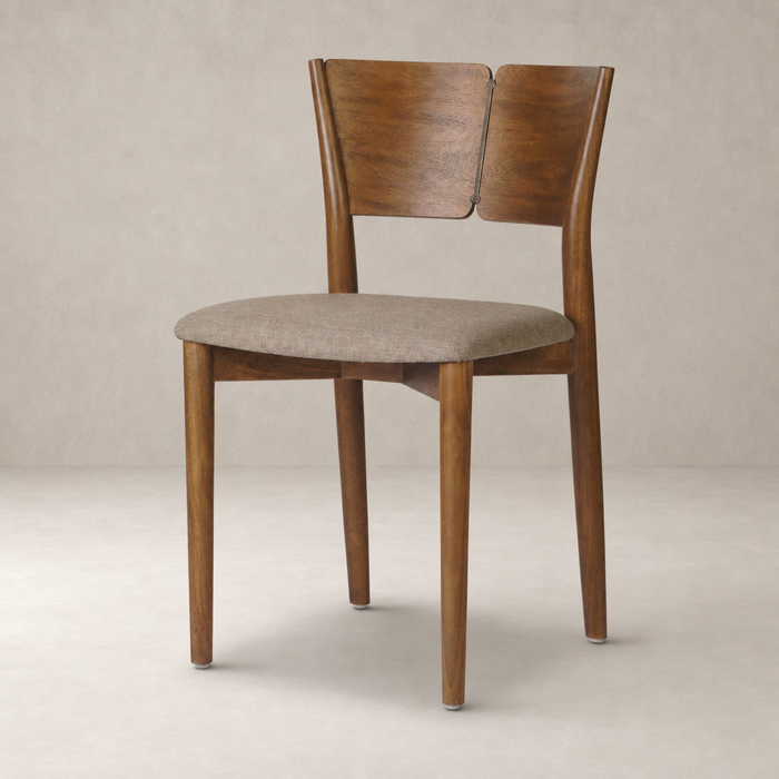 Hayes Dining Chair in Alcala Taupe with a modern wood frame and cushioned seat.