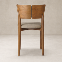 Hayes Dining Chair in Alcala Taupe with elegant wood back and comfortable seat.