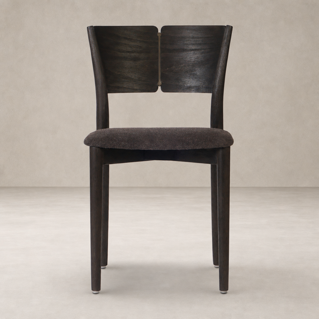 Hayes Dining Chair in Antwerp Noir with elegant curved back and plush seat.