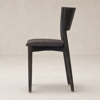 Side view of Hayes Dining Chair in Antwerp Noir with a sleek design and upholstered seat.